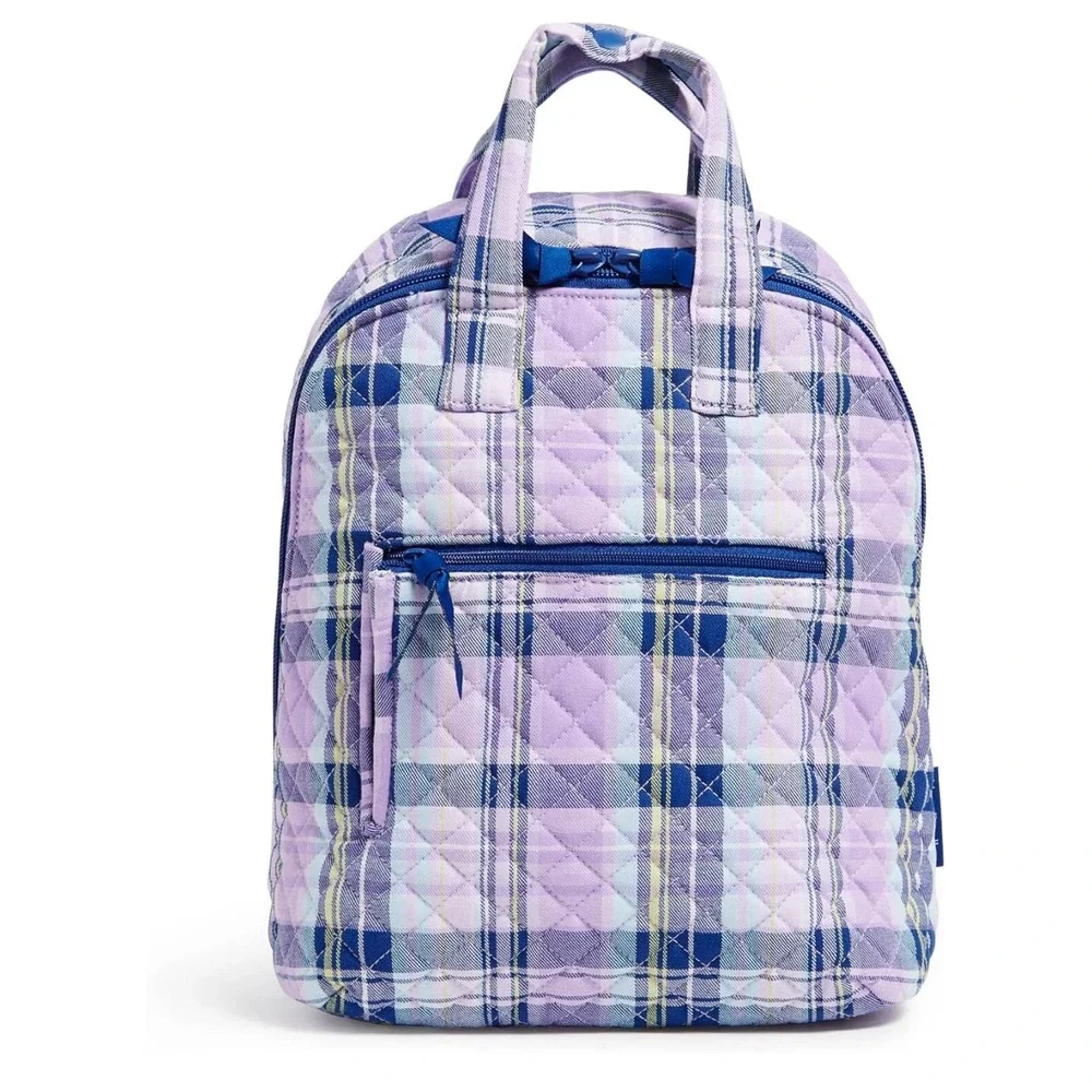 Vera Bradley Cotton Mini‎ Totepack Backpack Amethyst Plaid - Recycled Cotton NWT